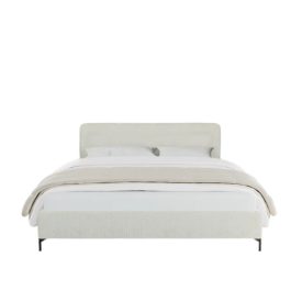 bézs kárpitozott franciaágy 213 * 146 cm (matrac mérete 140*200 cm) ágytámla magassága: 83 cm