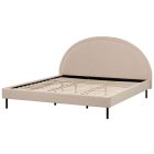Minimalista bézs buklé franciaágy félköríves fejtámasszal. Méretei: Magasság: 116 cm Szélesség: 192 cm Hossz: 214 cm Lábak magassága: 18 cm Fejtámla: 98 x 172 cm Fekvőfelület: 180 x 200 cm