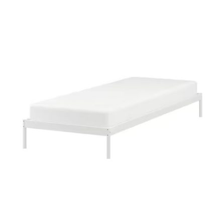 Modern hófehér porfestett acél ágykeret. Matrac méret: 90x200-as. Méretei: Magasság: 27 cm Hosszúság: 207 cm Szélesség: 96 cm