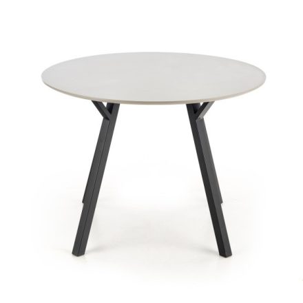 Modern kerek világos szürke étkezőasztal fekete lábakkal. Méretei: Magasság: 74 cm Átmérő: 100 cm