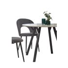 Modern kerek világos szürke étkezőasztal fekete lábakkal. Méretei: Magasság: 74 cm Átmérő: 100 cm