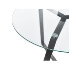 Modern kerek üveg étkezőasztal fekete fém lábakkal. Méretei: Magasság: 74 cm Szélesség: 100 cm Hossz: 100 cm Lábak magassága: 73 cm