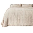 fodros, bézs poliészter ágytakaró 220*240 cm