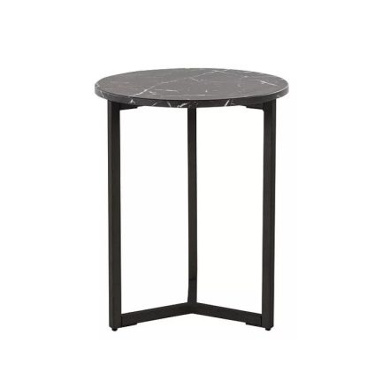 Modern fekete márvány hatású kerek üveg és fém dohányzó asztal. Méretei: Átmérő: 50 cm Magasság: 55 cm