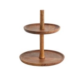 Kétemeletes mangófa tortaállvány. Átmérője az alapjánál 23 cm. Magassága 25 cm.
