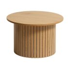 Kerek tölgy színű dohányzóasztal. Méretei: Átmérő: 67 cm Magasság: 42 cm