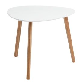 Lakozott fehér asztallapú bambusz lábú dohányzó/lerakó asztalka. Méretei: Szélesség: 40 cm Hosszúság: 40 cm Magasság: 40 cm