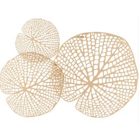 Óarany levél motívumos falidekor. Anyaga fém. Mérete: kb. 64,5/52/2cm.