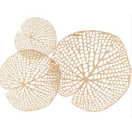 Óarany levél motívumos falidekor. Anyaga fém. Mérete: kb. 64,5/52/2cm.