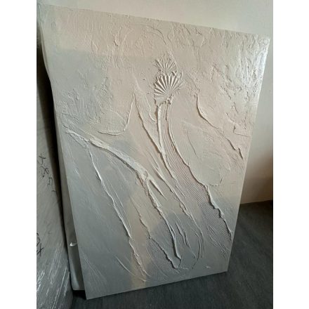 Egyedi fehér nonfiguratív kép. Méretei: Szélesség: 90 cm Magasság: 150 cm