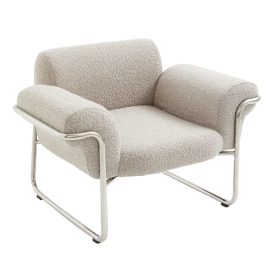 fém és furnérlemez klubfotel bézs kárpittal  Magasság: 69 cm mélység: 76 cm szélesség: 98 cm