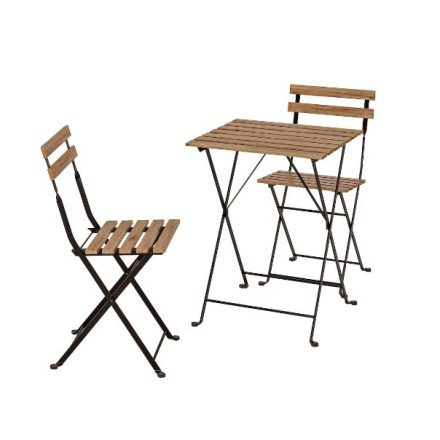 Összehajtható, tartós és praktikus kültéri szett (asztal+2 szék) természetes akác keményfa és porfestett acél keveréke. Mérete tökéletes az erkélyre. Asztal méretei: Szélesség: 55 cm Magasság: 7 cm Ho