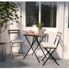 Összehajtható, tartós és praktikus kültéri szett (asztal+2 szék) természetes akác keményfa és porfestett acél keveréke. Mérete tökéletes az erkélyre. Asztal méretei: Szélesség: 55 cm Magasság: 7 cm Ho