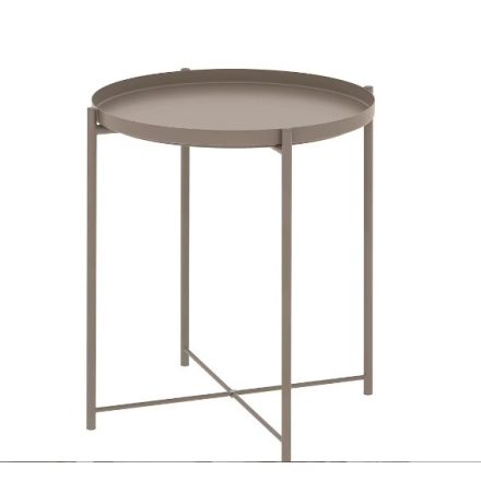 Praktikus tálca-asztal, bézs színben, fém. Méretei: Átmérő: 45cm Magasság: 53 cm