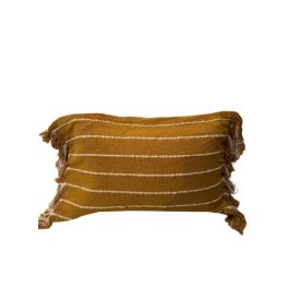 Mustársárga, csíkos díszpárna, téglalap alakú mérete: 30*50 cm