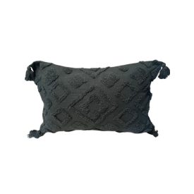 Sötétkék rombuszmintás díszpárna, téglalap alakú mérete: 40*60 cm