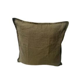 Olívazöld, lenvászon díszpárna mérete: 50*50 cm