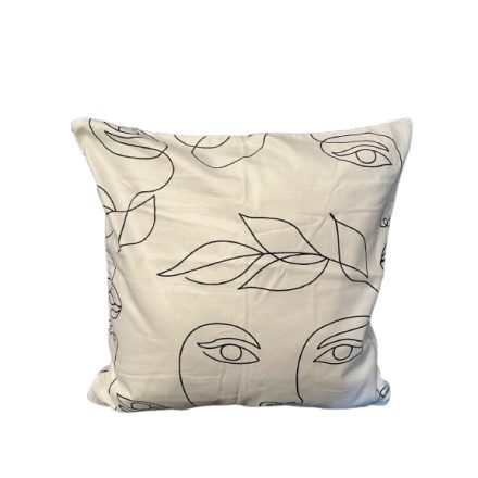 Fehér alapon fekete növénymintás díszpárna mérete: 40*40 cm