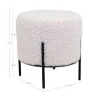 Design fehér báránybőr hatású puff fekete fém lábakkal. Méretei: Szélesség: 35,5 cm Mélység: 35,5 cm Magasság: 37 cm