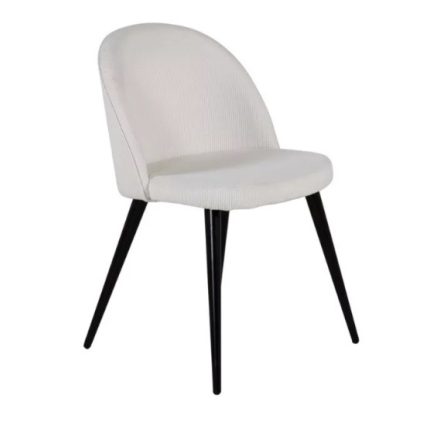Modern bézs színű kordbársony szék fekete fém lábakkal.