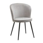 Modern, légies étkező szék. Világosszürke kárpittal bevonva, fekete fa lábakkal, lekerekített formavilággal. Méretei: Szélesség: 58 cm Magasság: 82 cm Mélység: 60 cm