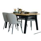 Modern, légies étkező szék. Világosszürke kárpittal bevonva, fekete fa lábakkal, lekerekített formavilággal. Méretei: Szélesség: 58 cm Magasság: 82 cm Mélység: 60 cm