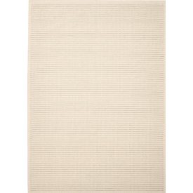 Modern, síkszövött natúr színű, világoszöld csíkokkal díszített szőnyeg.  Mérete: 155x220 cm
