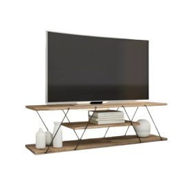 Modern 3 szintes dió színű TV állvány fémmel kombinálva.