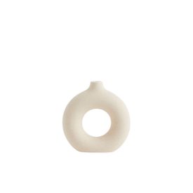 Modern, gyűrű formájú kőkerámia váza.  Átmérője 9,7 cm. Magassága 10 cm.